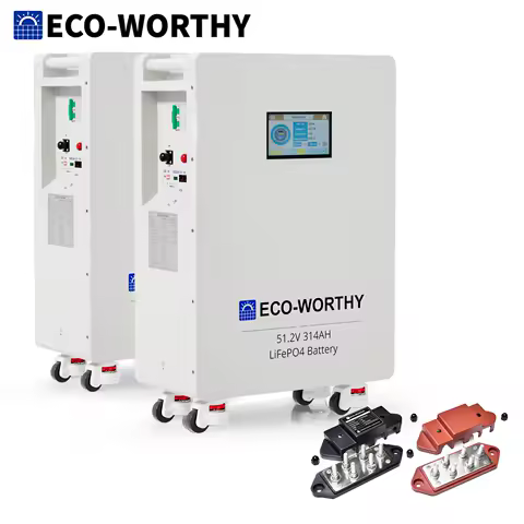 ECO-WORTHY 2Pack 48V 314AH (32.15kWh) LiFePO4 Battery Vertical Standing Backup for Off-Grid, Solar, Backup Power