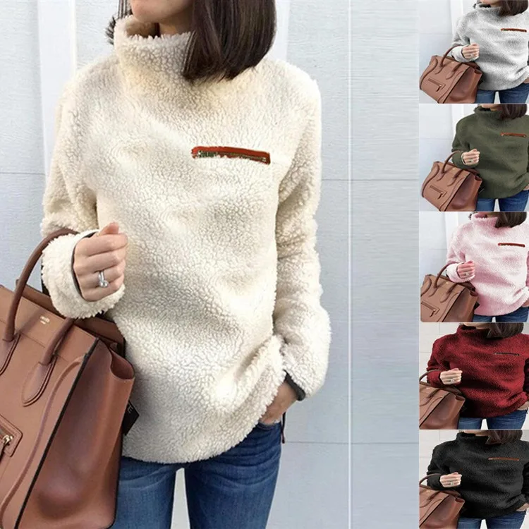 

2025 Autumn New Sweater European and American Women's Clothing Fashion Zipper Turtleneck Bottoming Top