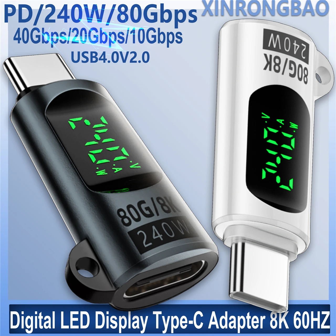 USB4 40Gbps Adapter Digital Display USB4 V2.0 80Gbps Type C to Type C OTG Cable Connector 240W 8Khz for Thunderbolt 3/4/5 Laptop