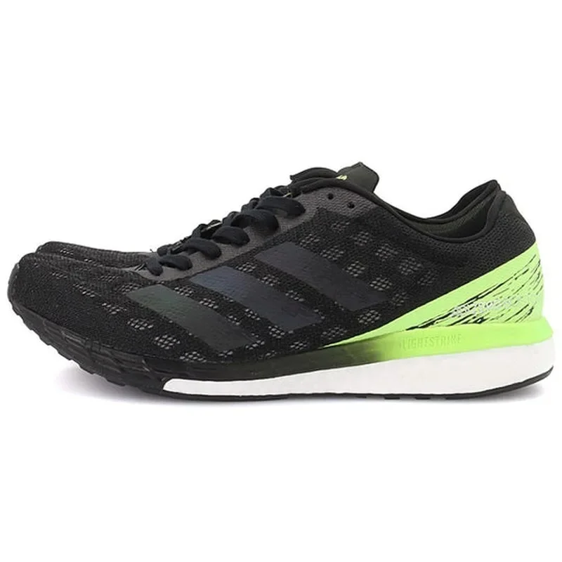 adidas Adizero Boston 9 Black Signal Green Running Shoes Lightstrike Boost Cushion Continental Sole EG4657
