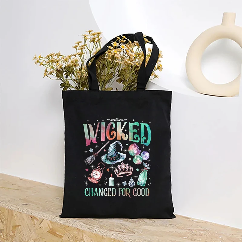 Wicked The Musical faltbare Einkaufstasche Glinda Elphaba inspirierte Musikliebhaber-Geschenke Canvas-Einkaufstasche Geschenk für Musikalische Theaterfans