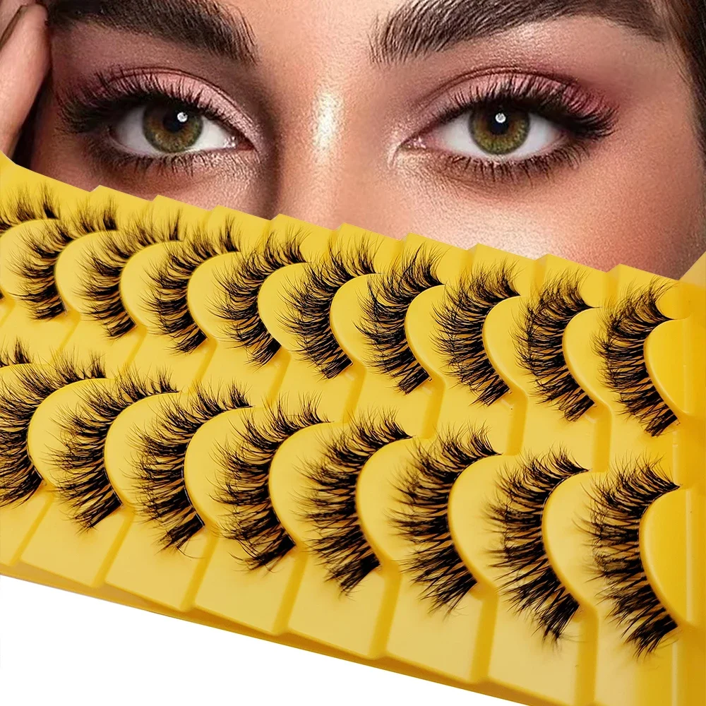 

10 Pairs False Eyelashes 6D Super Fluffy Wispy Faux Mink Eyelashes Cat/Fox Eye Effect Dramatic Lashes Eyelash Extension Makeup