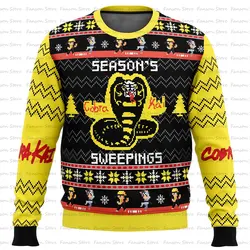 Season’s Sweepings Cobra Kai Ugly Christmas Sweater Cartoon Anime Women Men Pullover Tops Fashion Couple Hoodie Sweatshirt