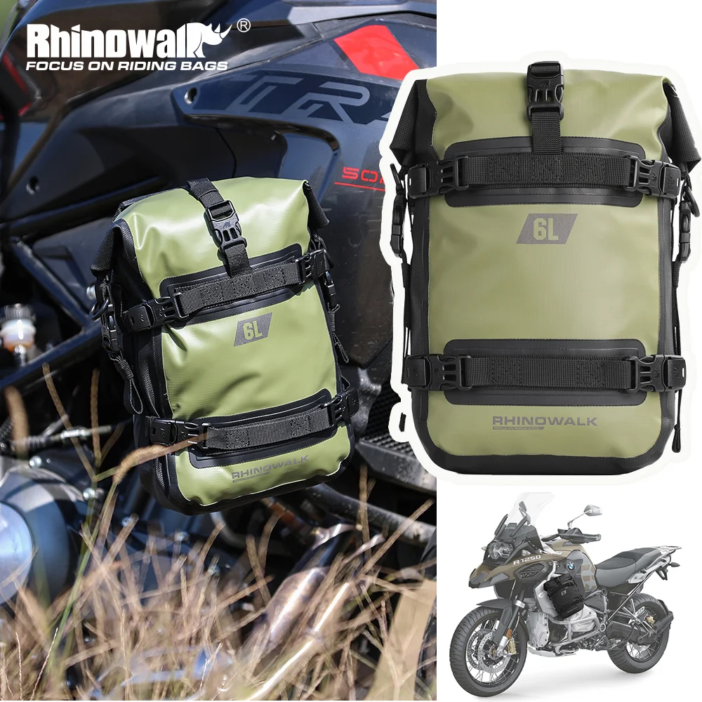 

Сухая сумка на бампер для мотоцикла Rhinowalk, 100% водонепроницаемая сумка для двигателя, 6 л, большая вместительная уличная сумка на бак, боковая сумка, набор инструментов