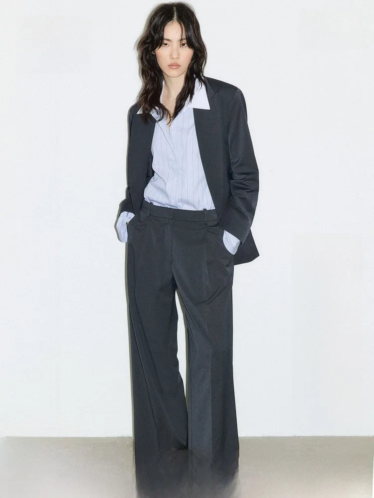 

H&M Women's Summer Suit Pants 1288110 Polyester Viscose Wool Spandex Blend Formal Trousers for Ladies Fashionable Casual Pants