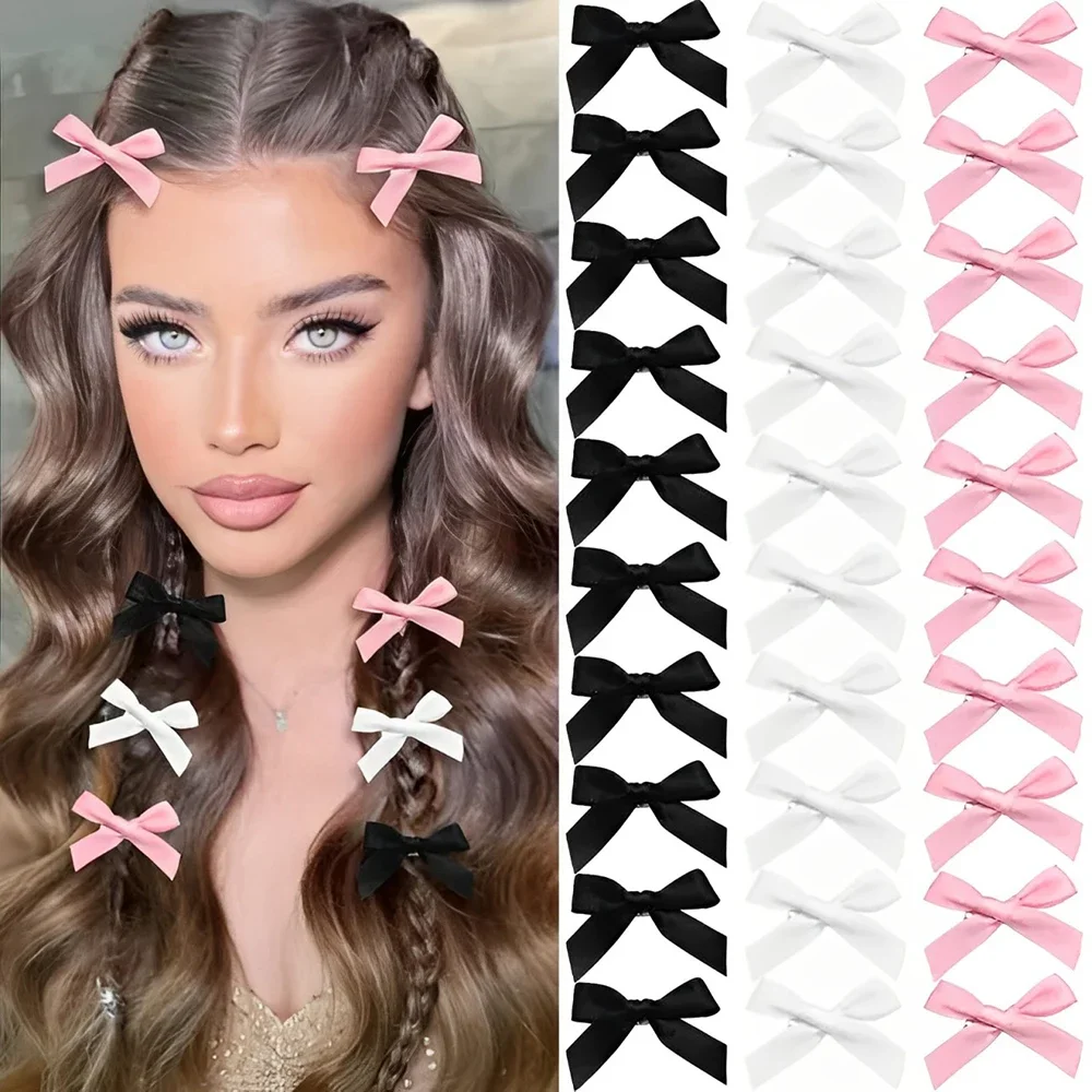 

5-24Pcs Girls Bows Mini Hair Clips Metal Hairpin Headwear Handmade Ribbon Bow Bangs Clip Fashion Hair Accessories