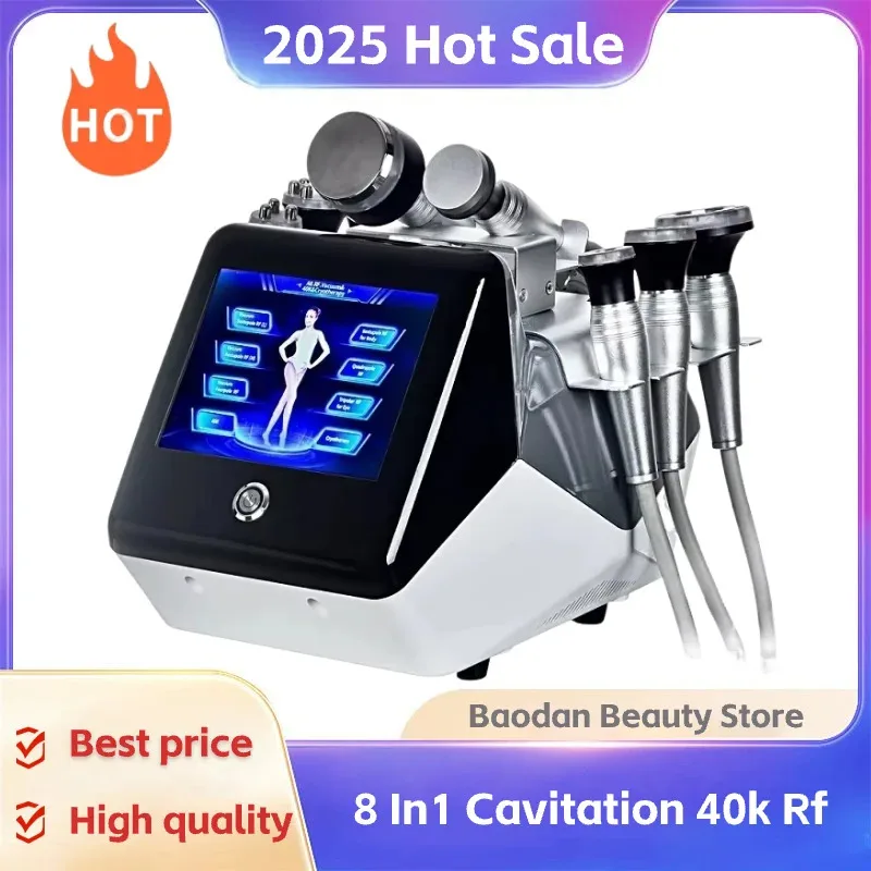 2025 New Arrival 8 In1 Cavitation 40k R&f Vacuum Ultrasonic Body Slimming Machine For Fat Reduction