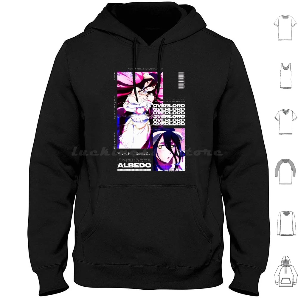 Albedo Overlord Aesthetic Design Positive Version Hoodies Long Sleeve Overlord Albedo Overseer Gangsta Gangsta