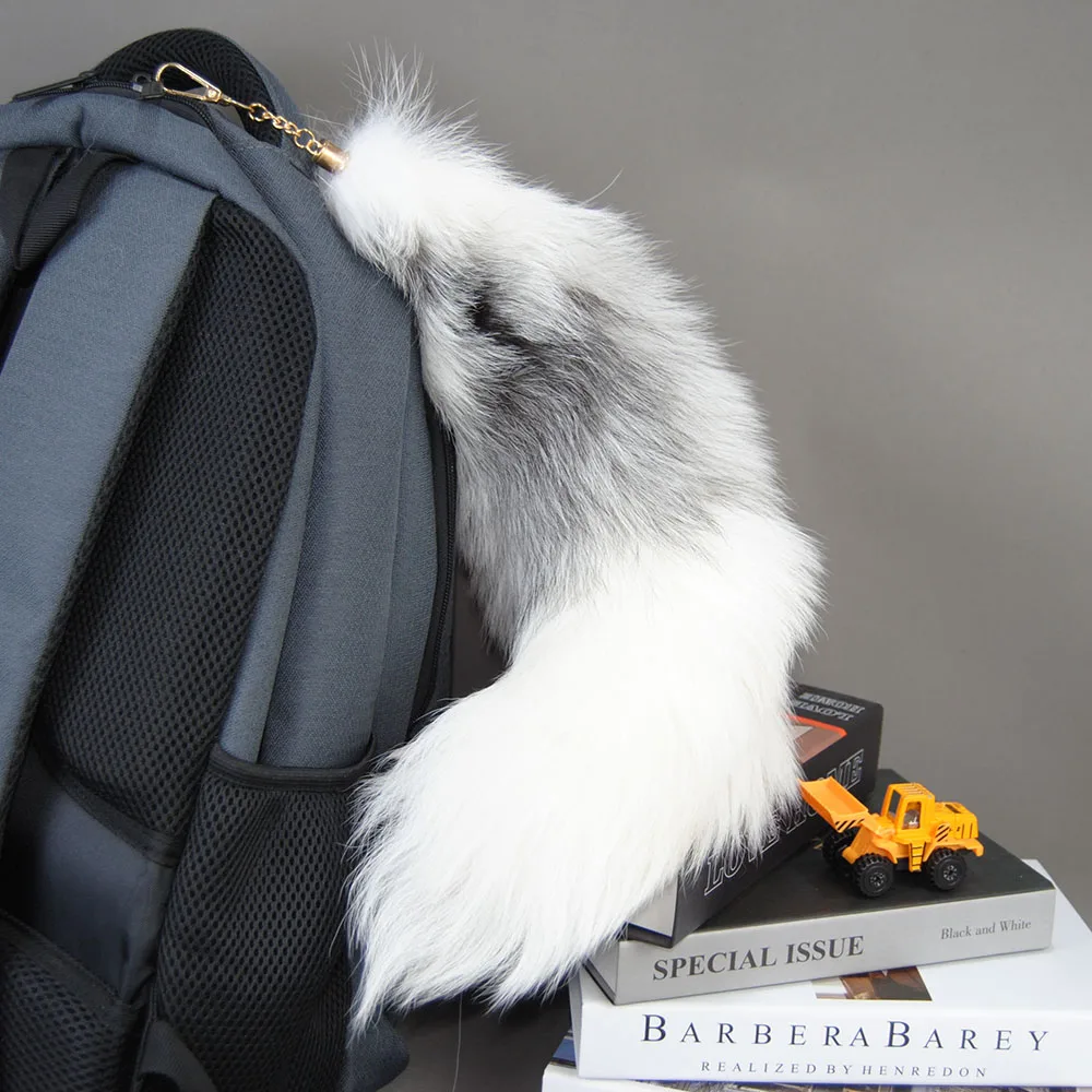 

Real Fox Fur Tail Keychain For Women Men Pompom Personality Bag Pendant Car Key Ring Holder Fluffy Accessories Chain Charm Gift