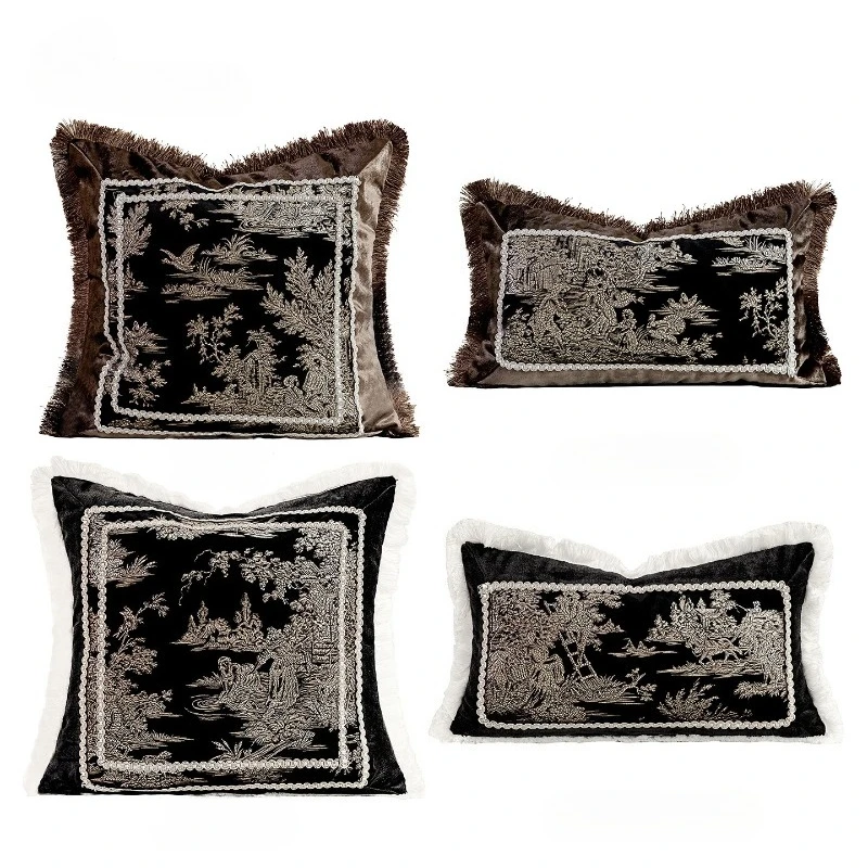 30X50/50X50CM Black White Throw Pillow Cover Light Luxury Homestay Stamping Waist Cushion Cover Decor Home Decorative Pillowcase