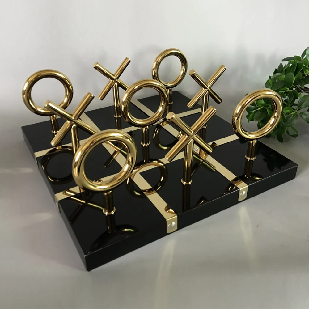 Luxury XO กระดานหมากรุกตกแต่งสีเปียโนหัตถกรรม Electroplating โลหะผสมหมากรุกเด็กปฏิสัมพันธ์ Leisure Board D