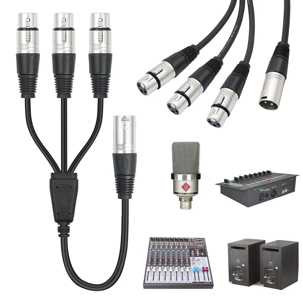 3Pin Audio Cable Adaptor Male To 3 Female Microphone Cable Lightweight Balanced XLR Mic Cord for Mixer Microphone Amplifier