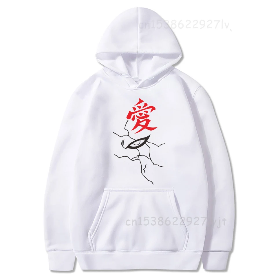 Anime Naruto Gaara Love Printed Hoodie Harajuku Manga Graphic Sweatshirt Pullover Comfortable Fleece Soft Hooded Streetwear