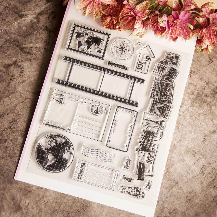 Podręcznik podróży silikonowy przezroczysty znaczek do dekoracji DIY notes Planner Craft Scrapbooking Papercard stemple gumowe