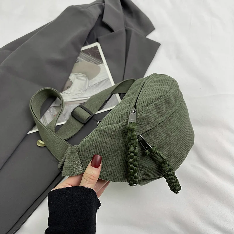 Casual Cord Gürtel Taschen für Frauen Mode Fanny Pack Weibliche Banane Taille Tasche Hüfte Geldbörse Schulter Crossbody Brust Tasche Tasche – Detail 34