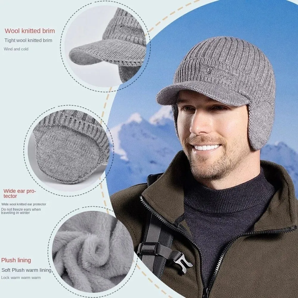

Fashion Cycling Cap Ear Protection Hats Windproof Warmer Knitted Earmuffs Baseball Cap Wool Beanie Hat Winter