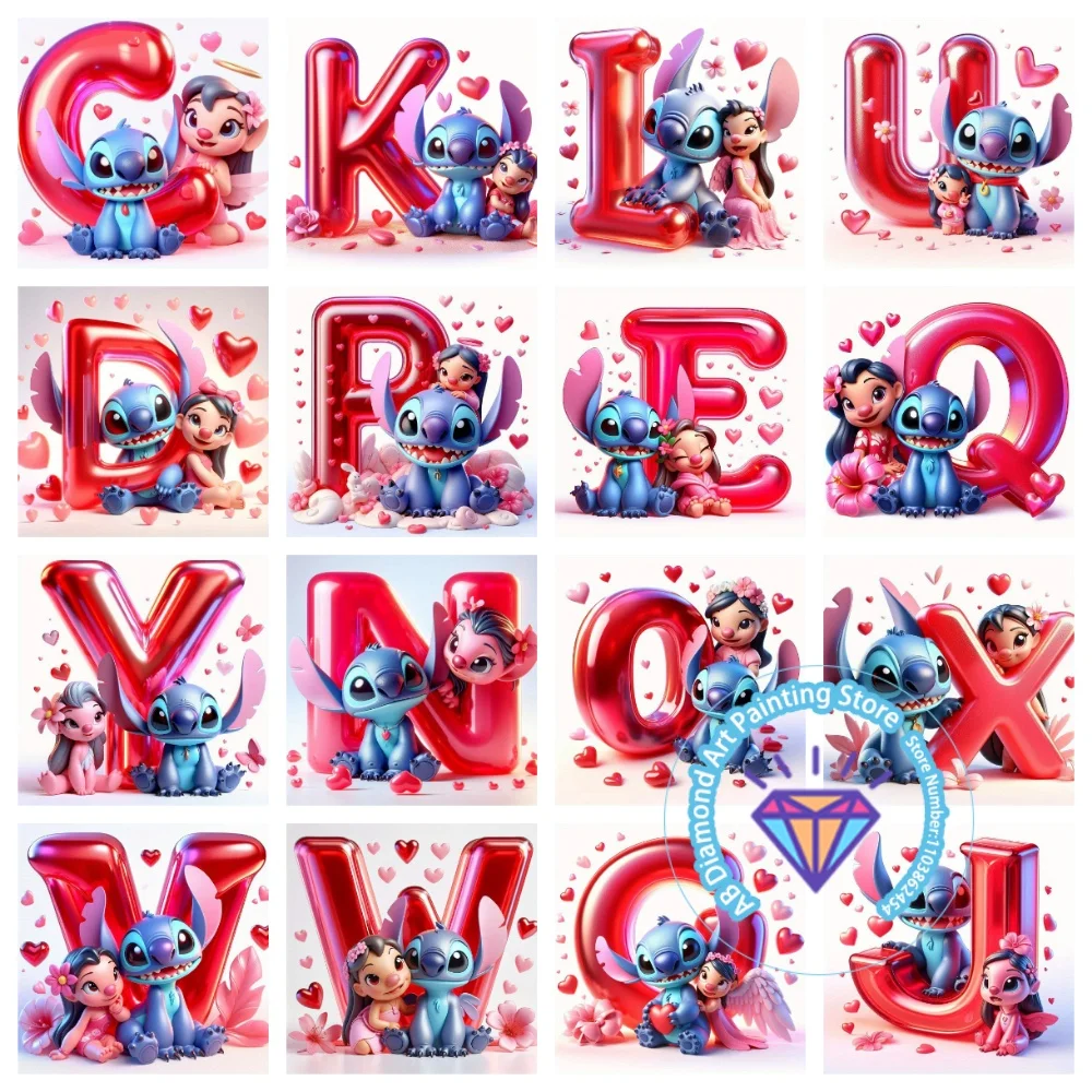 

Lilo&Stitch Letter AB Diamond Painting Kit Square Round Diamond 5D DIY Cross Embroidery Handmade Art Unique Gift Home Decor