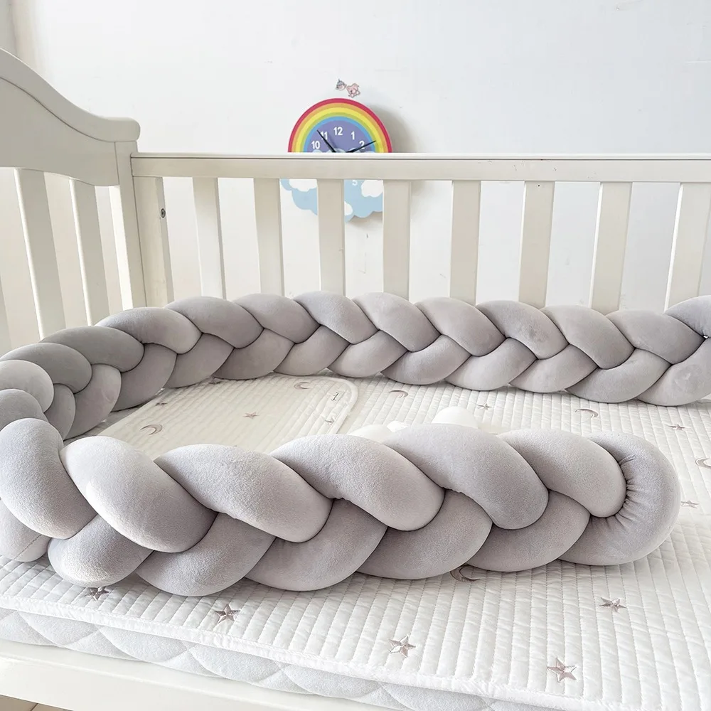 2M Baby Cot Bumper Bed Circumference For Newborns Braid Knotted Braided Bumper crib bumper Cotton Knot Pillow