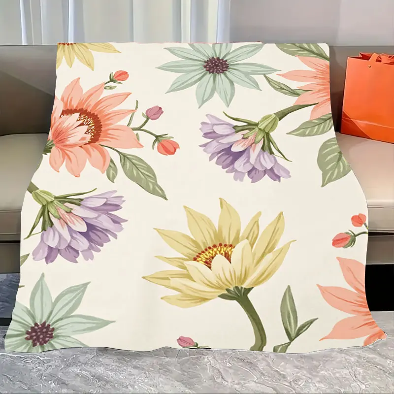 

1pc Flannel Blanket Vintage Floral Print Soft Blanket for Cozy Home Decor