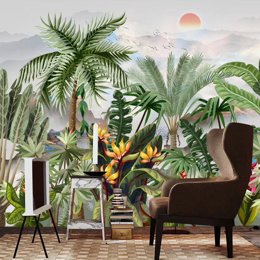 20+ Waterproof Botanical Jungle Forest Wallpaper for Living Room Peel n Stick Wall Art Papers Home Decor Panel Renovation Mural
