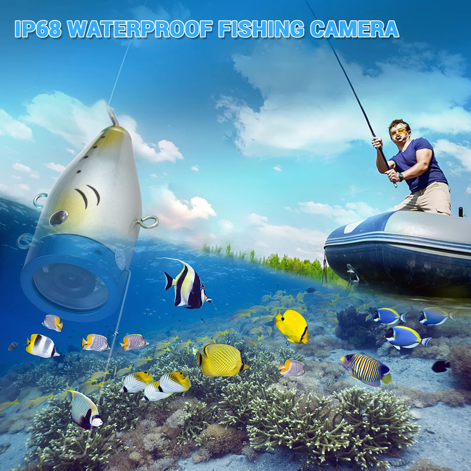 Underwater Fishing Camera 12 IR LED Lights Waterproof Fishing Camera with 20M/30M/50M Cable for Fish Finder