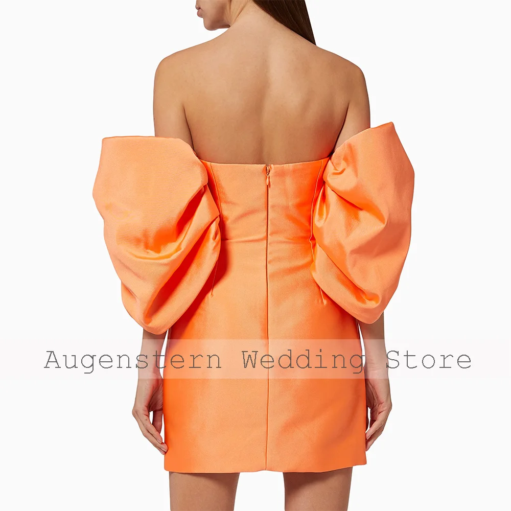 Orange Cocktail Dresses Off the Shoulder Sheath/Column Satin Cocktail Gowns for Women 2024 Mini Backless Short Homecoming Dress