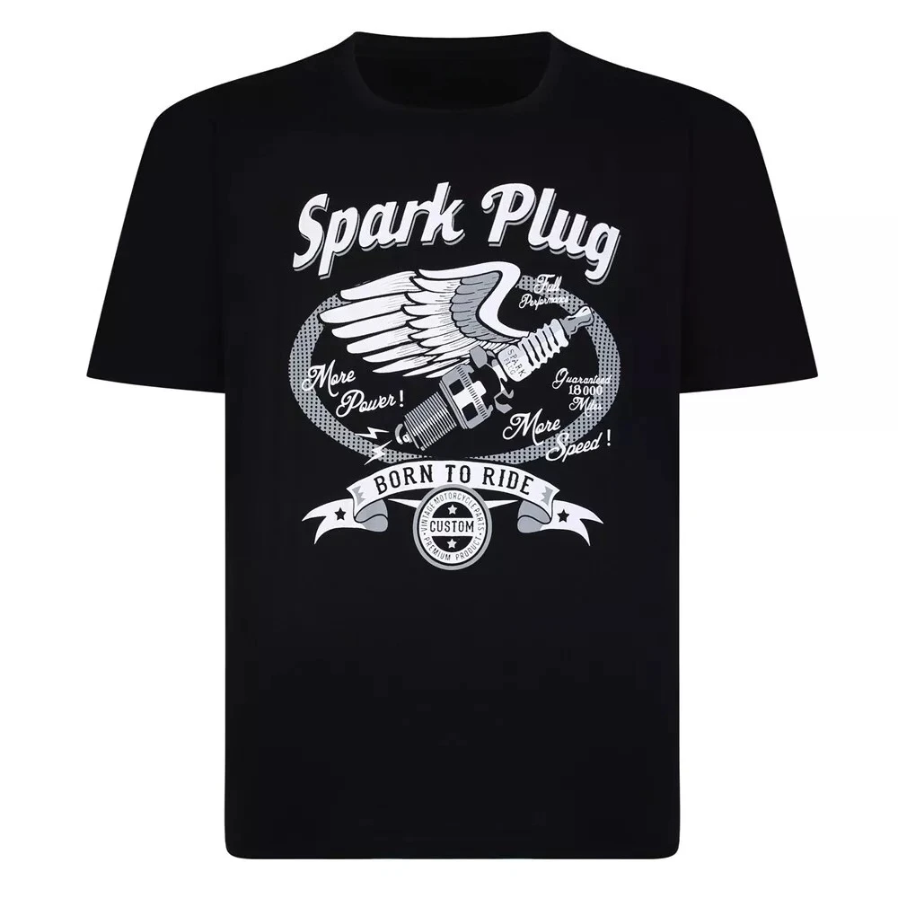 

ESPIONAGE T359 Black Spark Plug T-Shirt Motorcycle riding casual comfortable streetwear trendy T-shirt