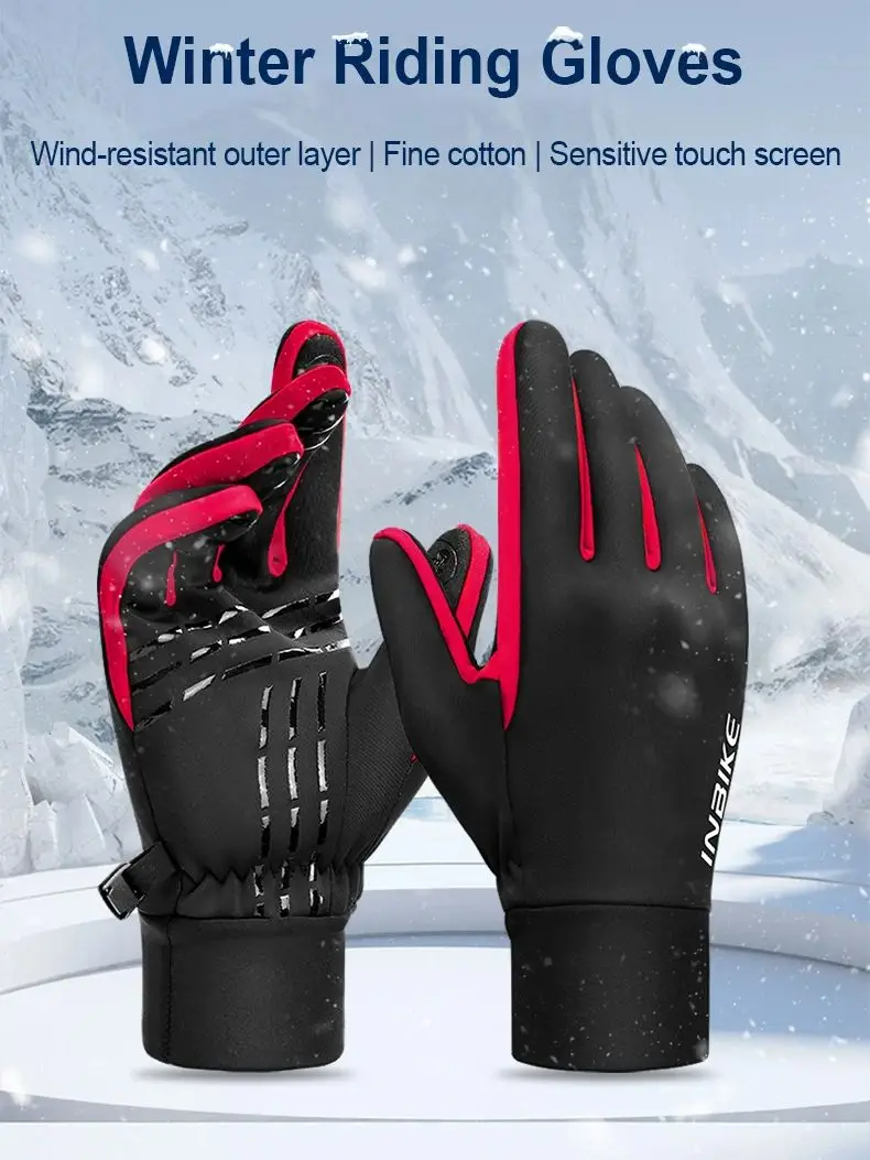 AliExpress INBIKE Thermal Cycling Gloves for Men Women Windproof Bike Gloves Touchscreen Bicycle Glove for Riding No-slip Bike Accessories