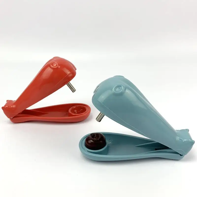 Cute Whale Shaped Cherry Pitter With Stainless Steel Corer Easy Grip Handle For Home Kitchen Jam Making Tool