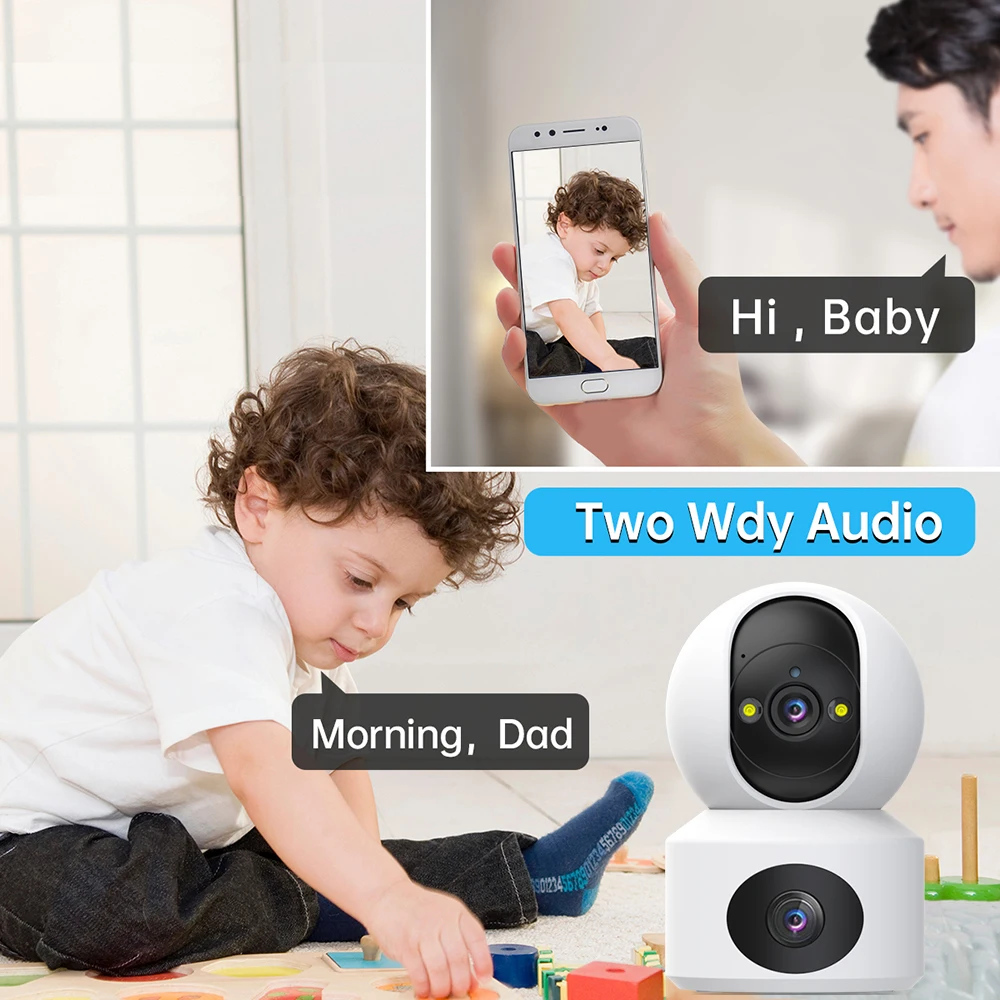 PEGATAH 1080P WiFi IP Camera HD Dual Lens Wireless Baby Monitor AI Tracking Two Way Audio Indoor Security Surveillance Cameras