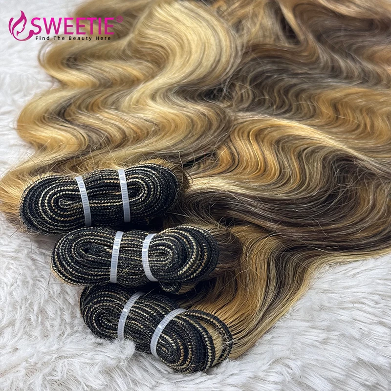 Highlight Body Wave Echthaar-Bündel 100% Brasilianisches Jungfrauenhaar 4/27/613 Honigbraune Farbe Remy-Haarverlängerungen Bündel – Detail 3