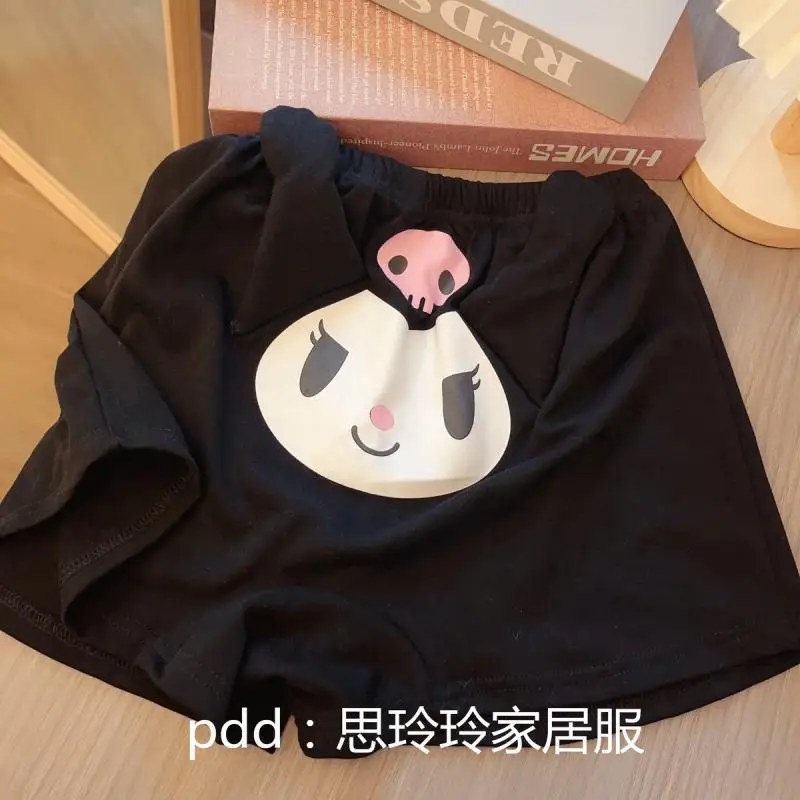 Sleeping Pants Lady's Summer Shorts Pure Cotton Thin Hangyodon Loose Kuromi Mymelody Cinnamoroll Cute Elastic Pants Home Pants