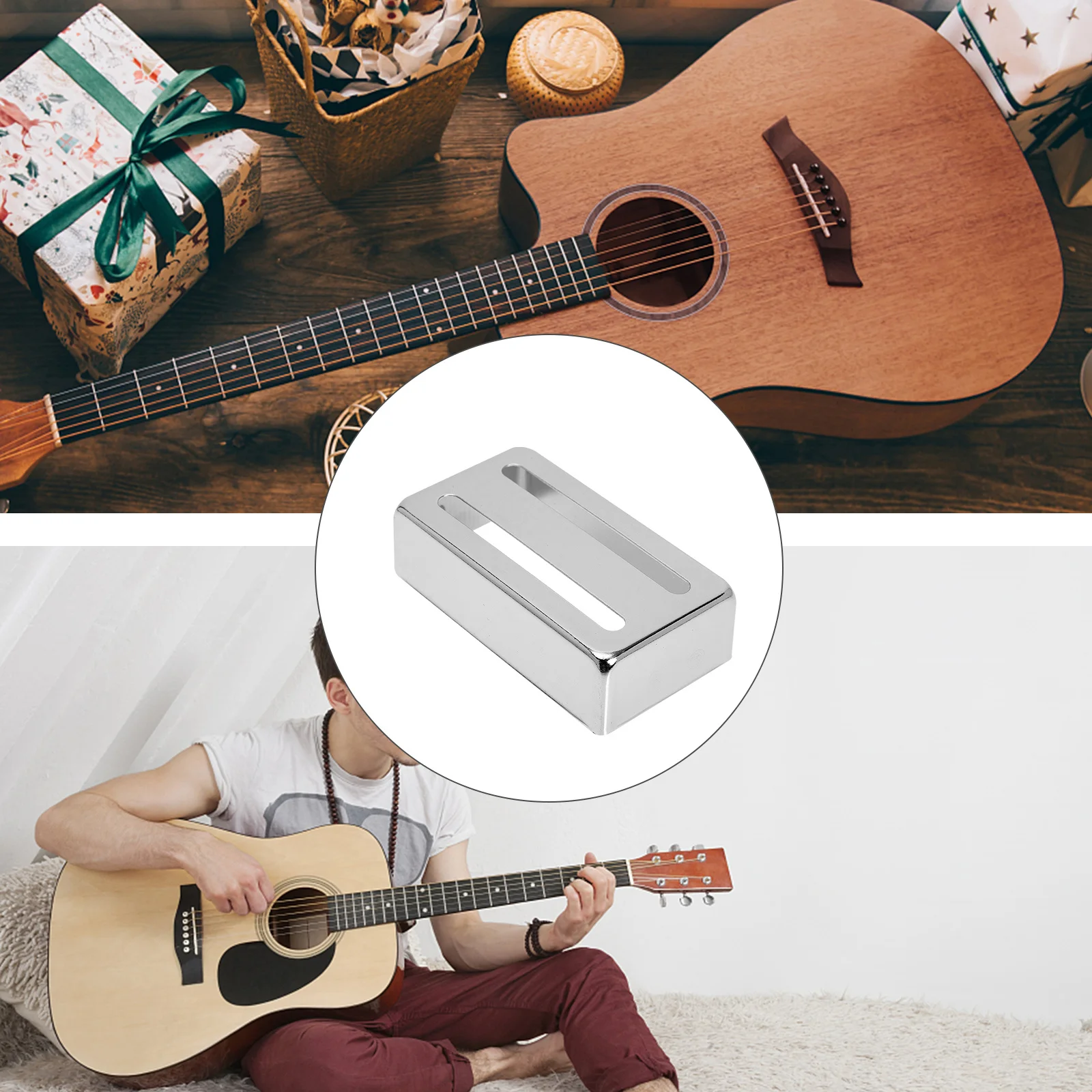 

Brass Electric Guitar Pickup Cover Durable Humbucker Pickup Protector Noise Reduction Metal Cover Breathable Design