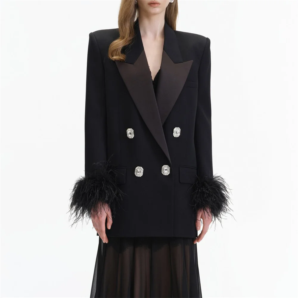 

Осень 202, женский пиджак, атласная строчка, перья, свободная повседневная женская верхняя одежда, y2k, новые универсальные топы высокого качества, пальто