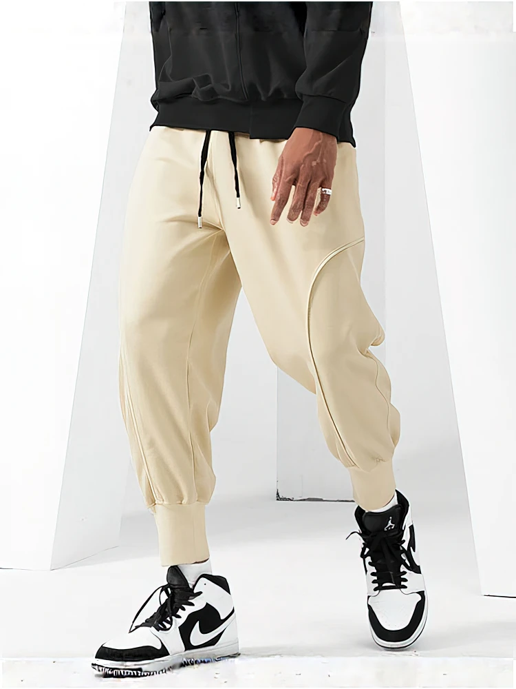 

Толстые повседневные спортивные брюки для бега, мужские хлопковые спортивные штаны для спортзала, тренировочные брюки с низкой талией для бега, лоскутные шаровары до щиколотки