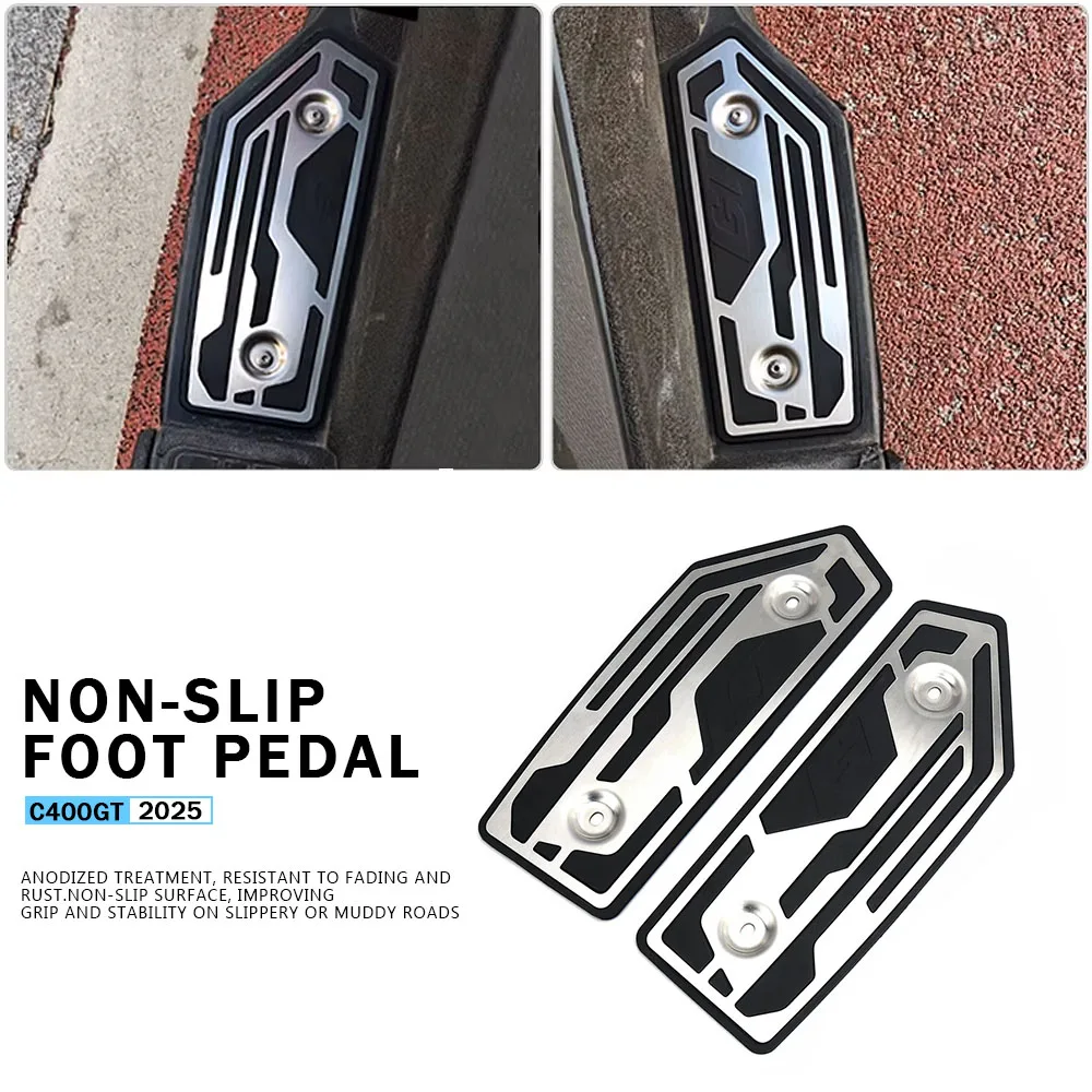 

2025 C 400 GT C400 GT Motorcycle Footrest Pedal Pad Metal Footboard Kits Foot Plate Mats For BMW C400GT Rubber Accessories