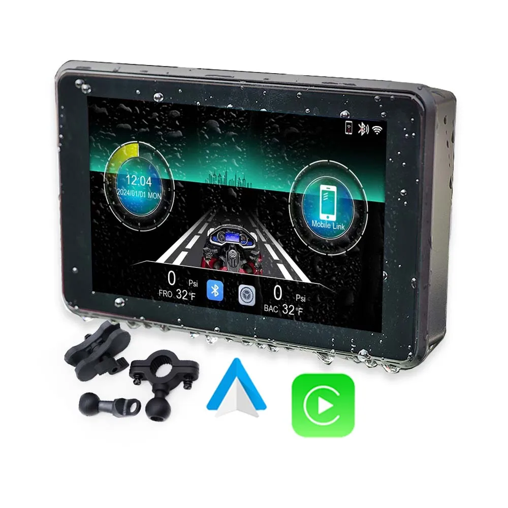 

Portable 5 Inch Touch Screen Carplay Motorcycle with Android Auto GPS Navigation Motorcycle Screen