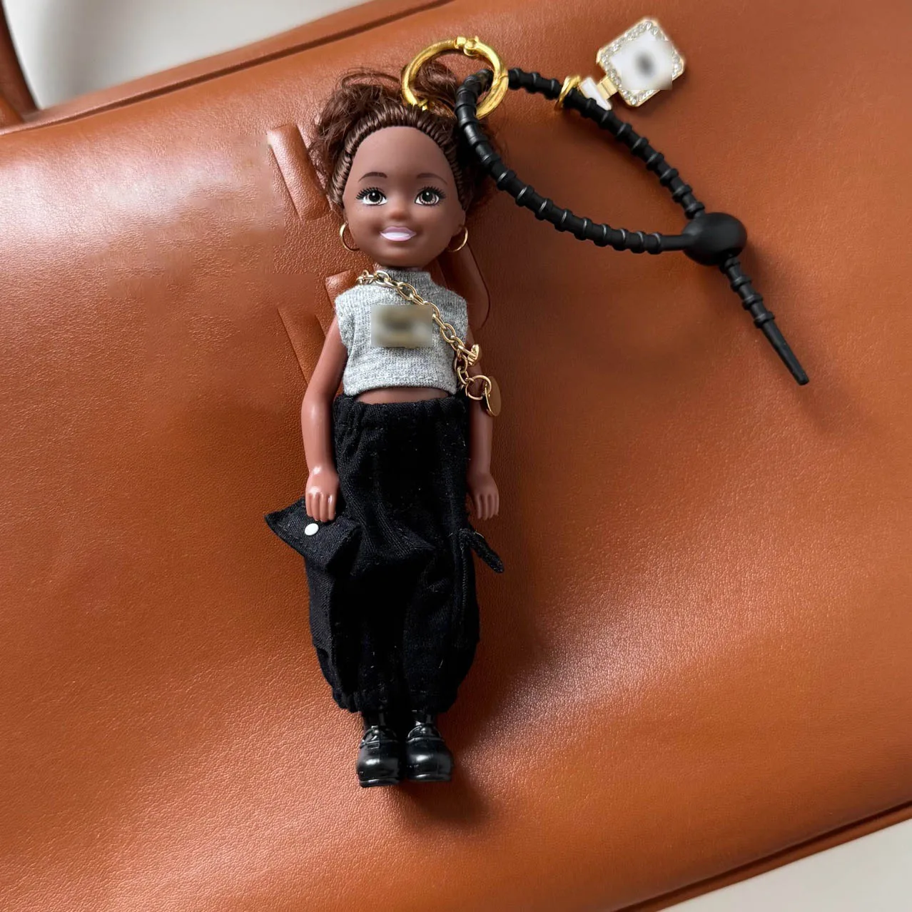 

Новая корейская версия, африканские черные вьющиеся волосы, кукла принцессы для девочек, брелок, подвеска, модная сумка, декор, милая темная кожа, кукла, игрушки, подарок