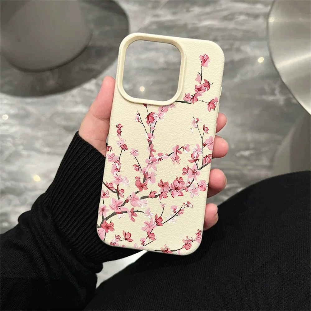 Rosa Pflaumenblüten-Zweig Handyhülle für iPhone 17 16 15 14 13 Pro Max 16 15 14 Plus 17 16 15 14 Pro 17Air Silikon Matte Hülle – Detail 5