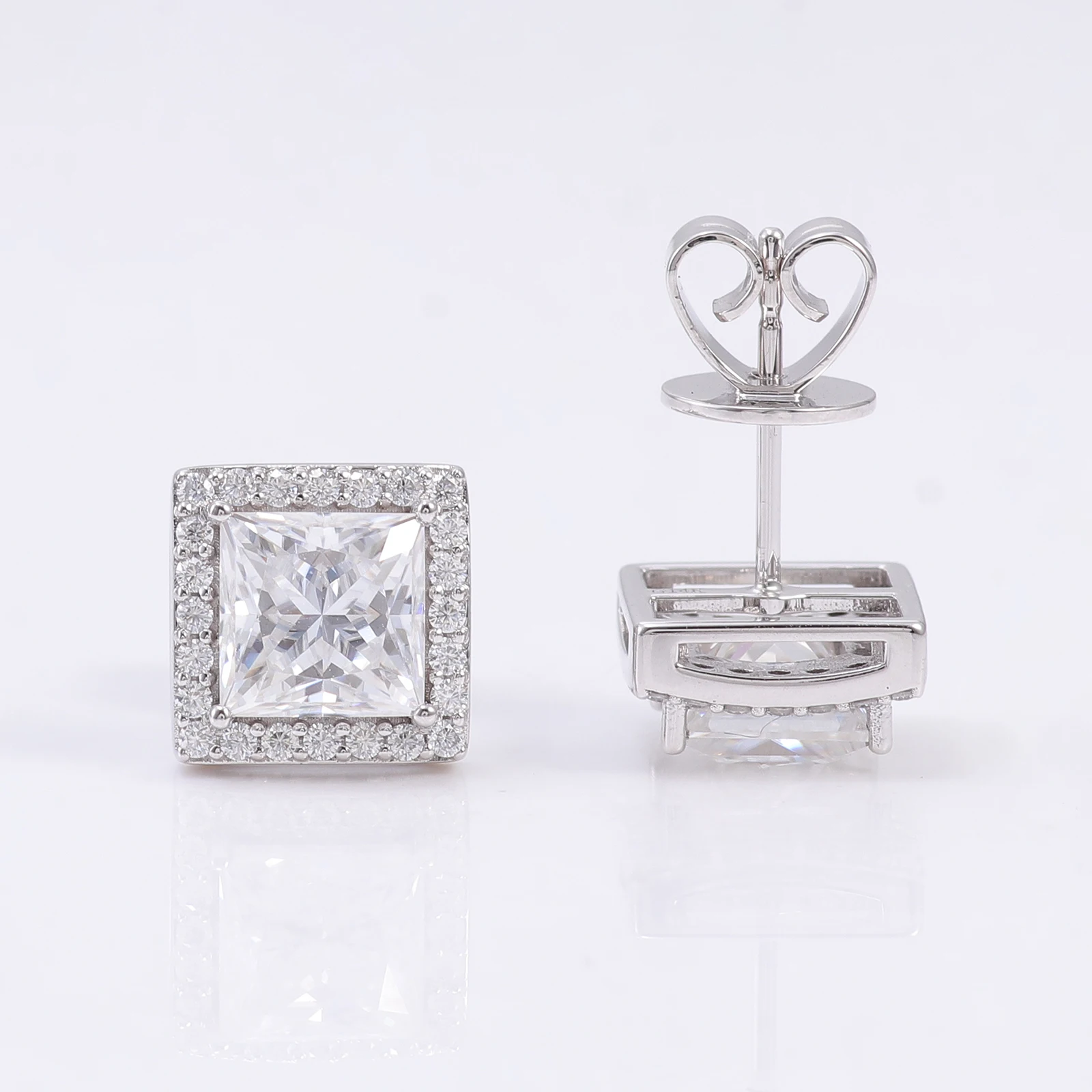 

Provence 10K14k White Gold 3ct Moissanite Two-Shape Stud Earrings For Women Party Wedding Anniversary Fashion Jewelry Gift