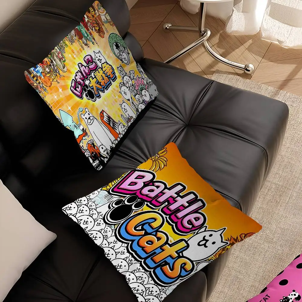 Cute Battle Cats Pillow Cushion Cover Pillowcase Living Room Sofa Home Decor Customized