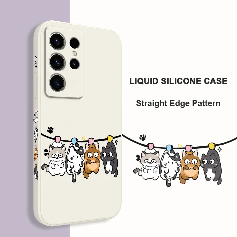 Hanger Cat Phone Case For Samsung Galaxy S24 S23 S22 S21 S20 S10 S10E S9 Ultra Plus FE Note 20 Ultra 10 9 Plus Cover