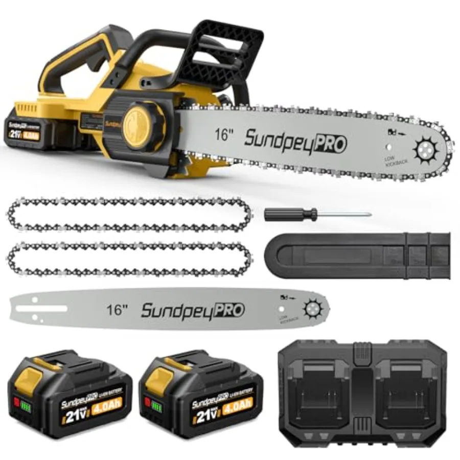 

Tree trimming wood cutting yard work: brushless electric chainsaw 42V 16-inch black-gray ultra-efficient power and safety chain
