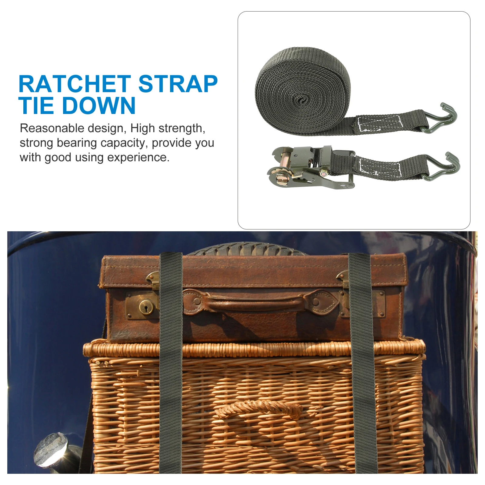 

1 Set Heavy Duty Ratchet Strap Tie Down With Premium Compact Light Cargo Motorcycle Truck Straps Strong Bearing Capacity