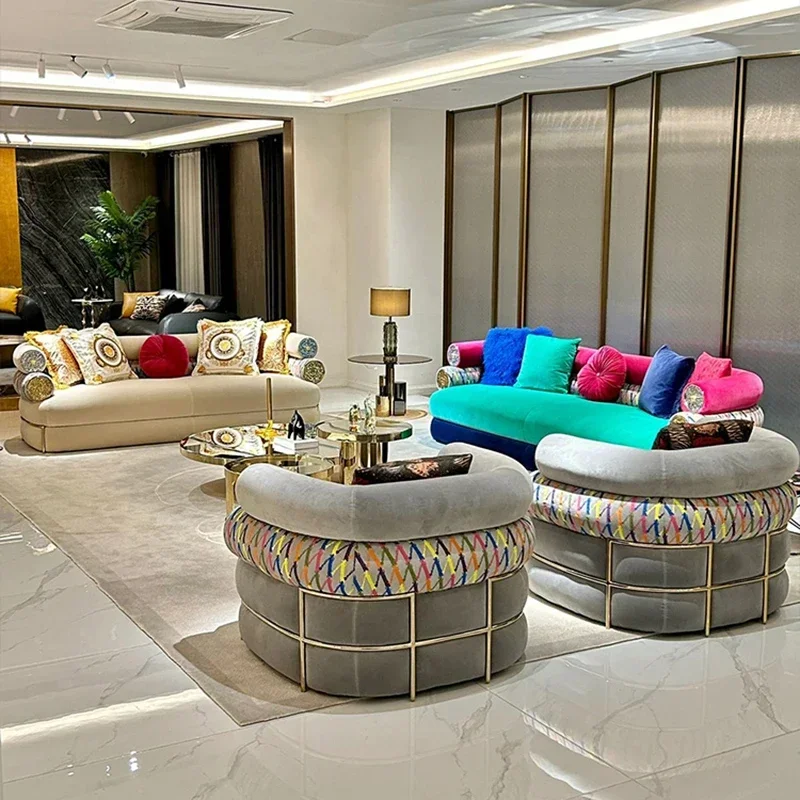 

Soft Fancy Unique Sofa Modern Wood Nordic European Puffs Sofa 3 Seater Muebles Para Salas Modernos Living Room Furniture