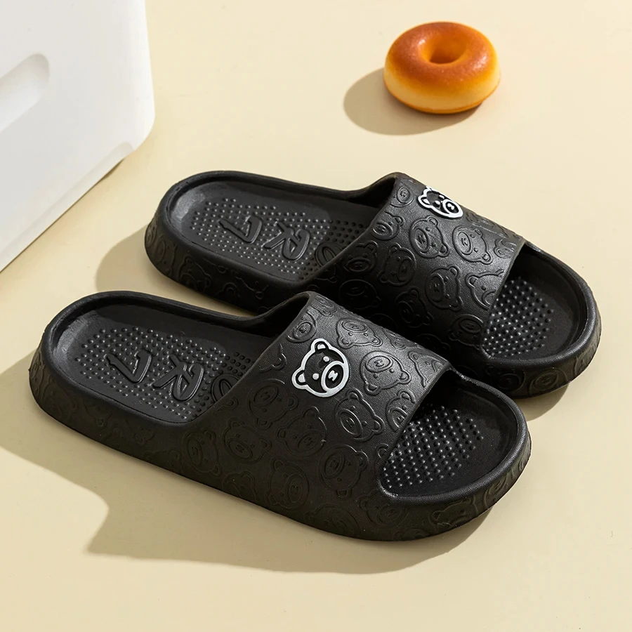 Summer Fashion Little Bear Print Men's Slippers Indoor Bathroom Non-slip Soft Couple Sandals Women Casual Shoes