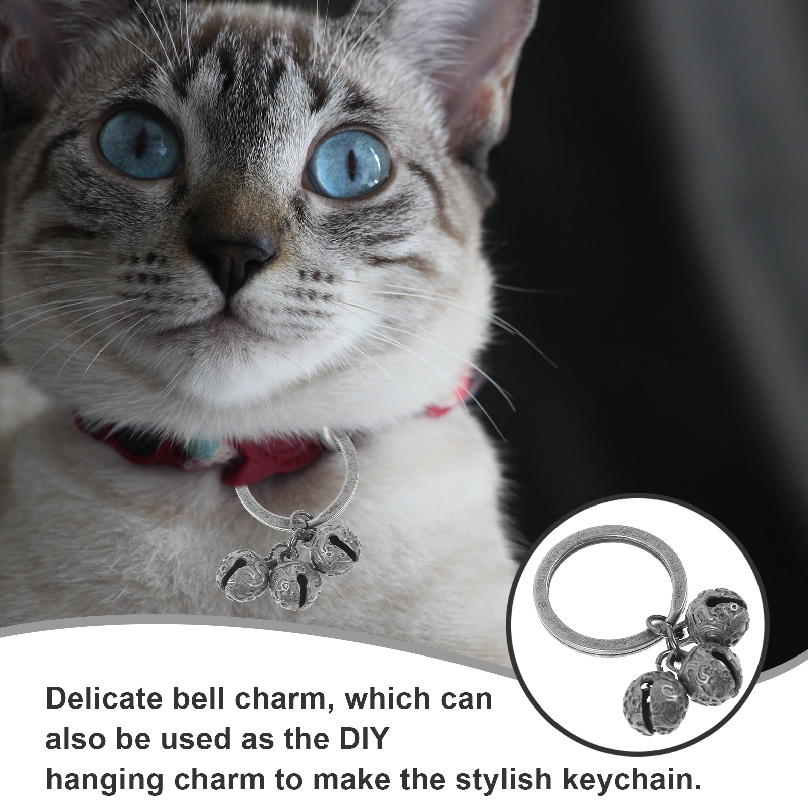 

Collar Bell Necklace Hanging Charm Decorative Keychain Wear-Resistant Crafted Metal Dog Cat Accessories Durable