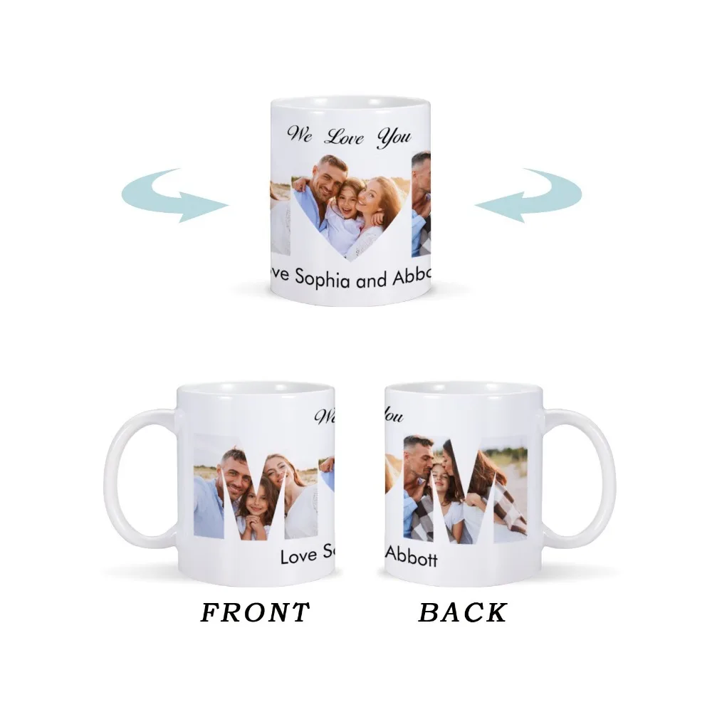 Personalized MOM Photo Collage Mug Custom 3 Photos and Name Coffee Cups Mother's Day From Daughter Son Birthday Gifts for Mommy