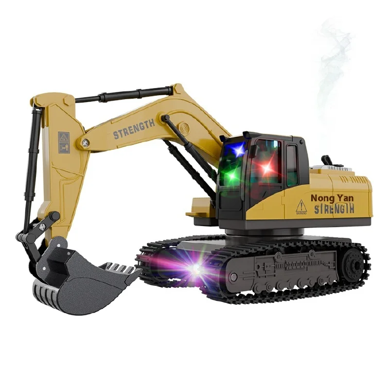 2025 nova liga de controle remoto escavadeira simulação elétrica veículo engenharia com luz spray música menino carro brinquedo