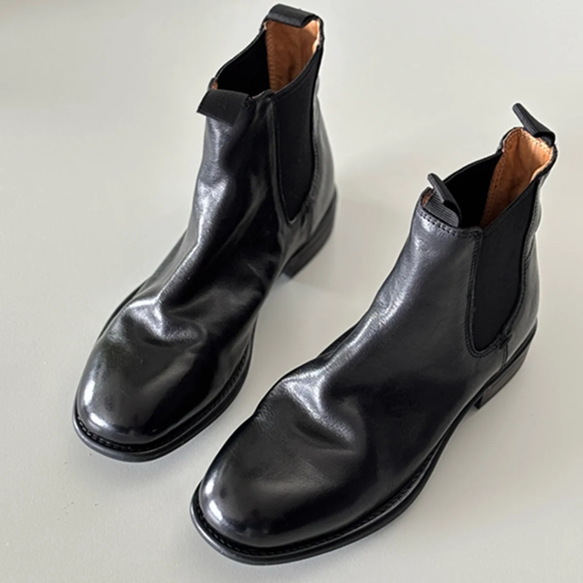 

Jenny&Dave Vintage Washed Cowhide Leather Ankle Boots Autumn Winter Women's Chelsea Boots Shoes British Minimalist Slip On Shoes